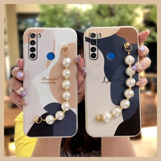 Simplicity Liquid silicone shell Phone Case For Redmi Note 8T Pearl bracelet soft shell Bear bracelet Skin-friendly feel