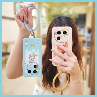 Anti-fall wristband Phone Case For OPPO Find X6 ring Cartoon bracelet   Camera all inclusive Lens package Solid color