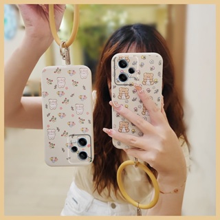 ring protective case Phone Case For Redmi Note12 Pro 5G cute Liquid silicone shell Cartoon Lens bump protection Anti-fall