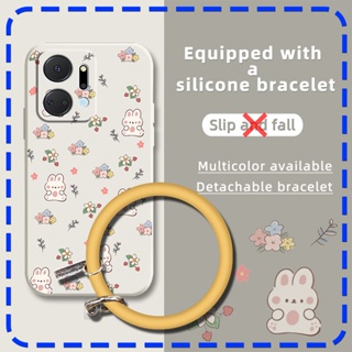Cartoon phone case Phone Case For Honor X7a ring cute Camera all inclusive Skin-friendly feel Lens bump protection wristband