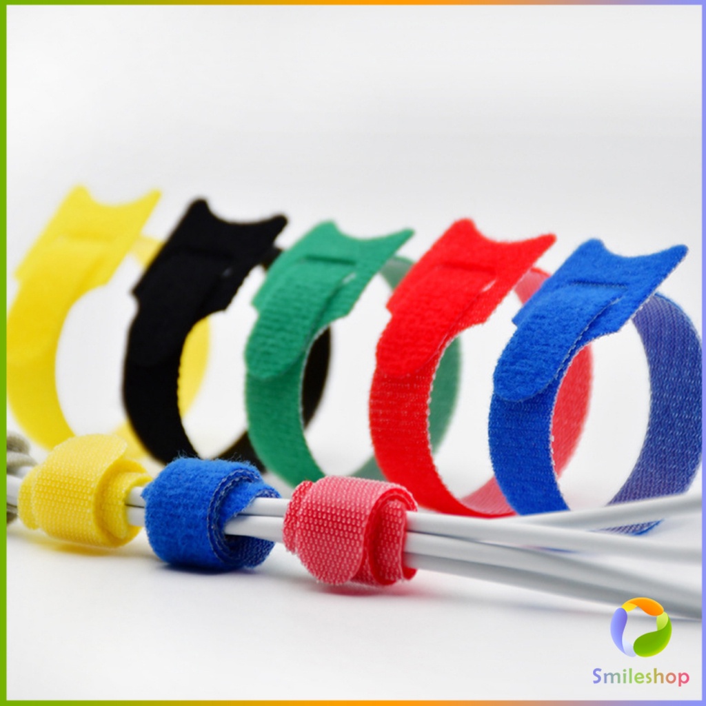 smileshop-เทปตีนตุ๊กแก-ที่รัดสายชาร์จ-สายหูฟัง-สายรัดสายไฟ-10pcs-magic-tape-tie-strap