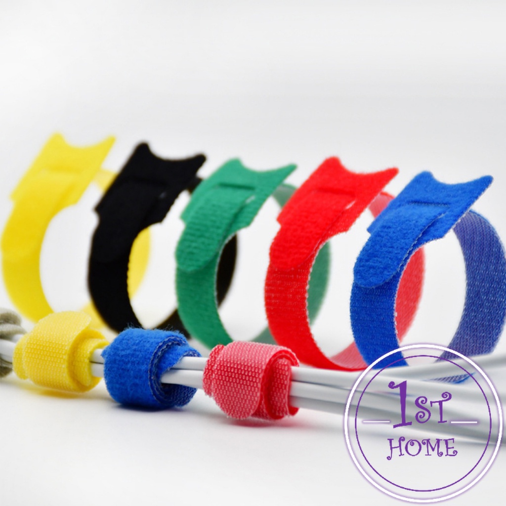 เทปตีนตุ๊กแก-ที่รัดสายชาร์จ-สายหูฟัง-สายรัดสายไฟ-10pcs-magic-tape-tie-strap