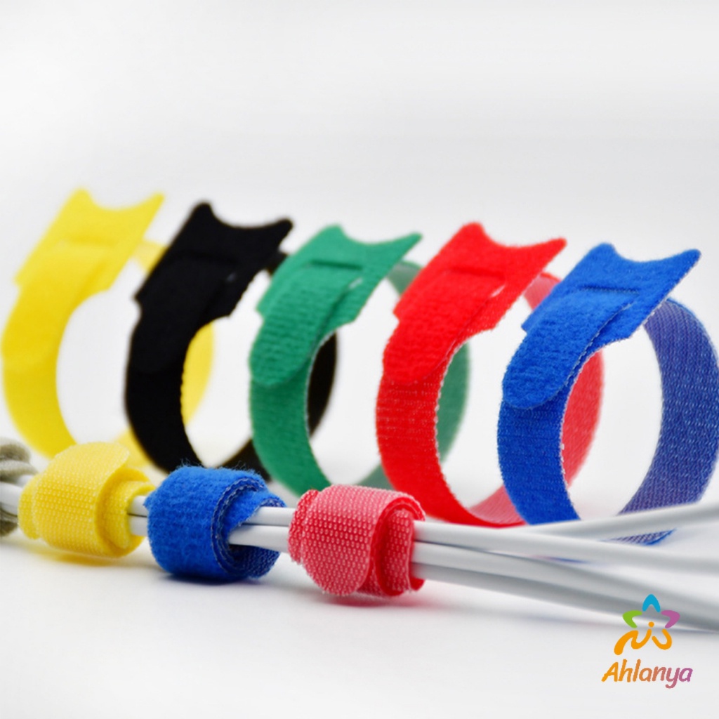 ahlanya-เทปตีนตุ๊กแก-ที่รัดสายชาร์จ-สายหูฟัง-สายรัดสายไฟ-10pcs-magic-tape-tie-strap