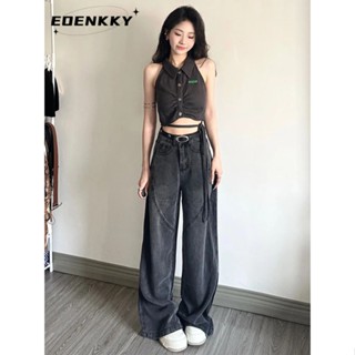 EOENKKY  กางเกงขายาว กางเกงยีสน์ผู้หญิง ทรงหลวม ๆ ตรง Retro Hip Hop Pants 2023 NEW Style  Trendy รุ่นใหม่ ทันสมัย Chic A27L0E6 36Z230909