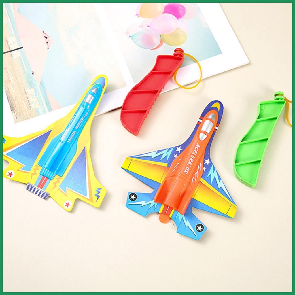ของเล่นเด็กเครื่องบินหนังสติ๊กพลาสติกคู่มือเปิดตัวเครื่องบินโยนเครื่องบินร่อนเฉื่อยของเล่น