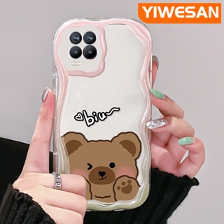 เคสโทรศัพท์มือถือ ซิลิโคนนิ่ม ใส กันกระแทก ลายการ์ตูนหมีน่ารัก สีครีม สําหรับ Realme 8 5G 8s 5G Q3i V13 5G Narzo 30 Q3