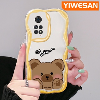 สําหรับ Xiaomi MI Redmi Note 11 11s Poco M4 Pro 4G เคสการ์ตูน หมีน่ารัก ขอบคลื่น ใส เคสโทรศัพท์ ใหม่ เนื้อครีม ซิลิโคน กันกระแทก เคสนิ่ม