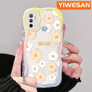 เคสโทรศัพท์มือถือ ซิลิโคนนุ่ม ใส ลายการ์ตูนคลื่น ดอกไม้น้อยน่ารัก สีครีม สําหรับ OPPO A53 2020 4G A53s 4G A32 A33 2020 A11s