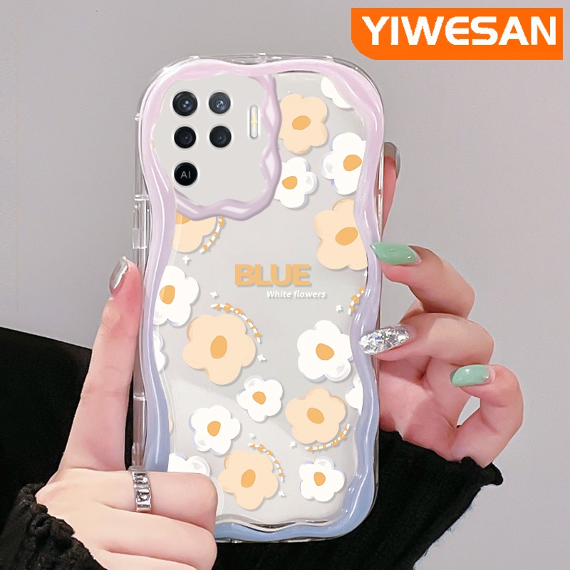 เคสโทรศัพท์มือถือ-ซิลิโคนนุ่ม-ใส-ลายการ์ตูนคลื่น-ดอกไม้น้อยน่ารัก-สีครีม-สําหรับ-oppo-a94-4g-f19-pro-reno-5f-reno-5-lite