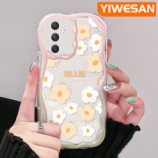 เคสโทรศัพท์มือถือ ซิลิโคนนุ่ม ใส ลายการ์ตูนคลื่น ดอกไม้น้อยน่ารัก สีครีม สําหรับ Samsung A54 5G A33 5G A34 5G A53 5G A73 5G