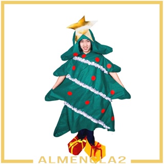 [Almencla2] ชุดเครื่องแต่งกายคริสต์มาส พร้อมรองเท้า ความสูง 170-185 ซม. สีเขียว สําหรับปาร์ตี้คริสต์มาส