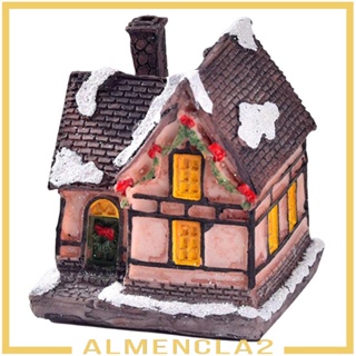 [Almencla2] ของตกแต่งบ้าน รูปบ้านหิมะ มีไฟ LED สําหรับตกแต่งบ้าน โต๊ะ