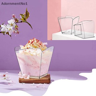 Adornmentno1 ถ้วยพลาสติกใส ขนาดเล็ก 100 มล. พร้อมช้อน สําหรับพุดดิ้ง ผลไม้ ไอศกรีม มูส 10 ชิ้น