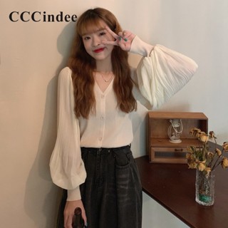 Cccindee เสื้อคาร์ดิแกนแขนยาว คอวี ทรงหลวม สีพื้น เข้ากับทุกการแต่งกาย แฟชั่นสําหรับสตรี 2023