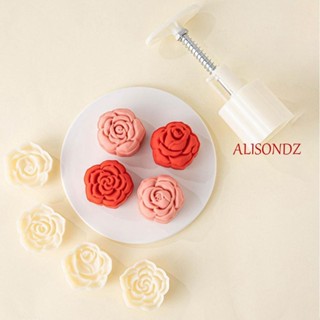 Alisondz แม่พิมพ์ขนมไหว้พระจันทร์ ลายดอกกุหลาบ 3D DIY