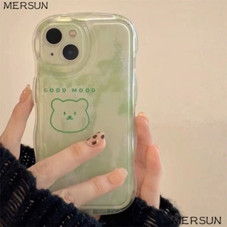 เคสโทรศัพท์มือถือ ลายหมีน่ารัก สีเขียว สําหรับ Apple Iphone 14promax 13 12 11 AZ4T
