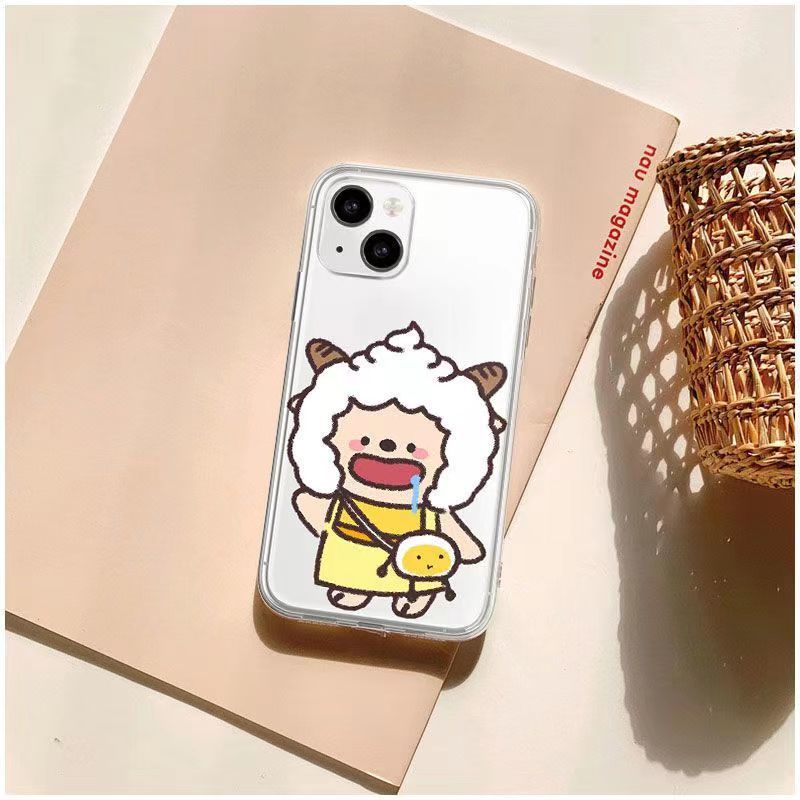 เคสโทรศัพท์มือถือนิ่ม-แบบใส-ลายการ์ตูนแกะ-ไข่ขี้เกียจ-สร้างสรรค์-สําหรับ-iphone14-13pro-xr-11-12-8