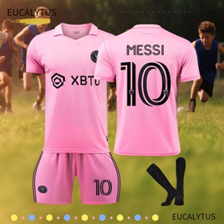 Eutus เสื้อกีฬาฟุตบอล ผ้าโพลีเอสเตอร์ ระบายอากาศ No.10 ของขวัญสําหรับเด็ก 3 ชิ้น