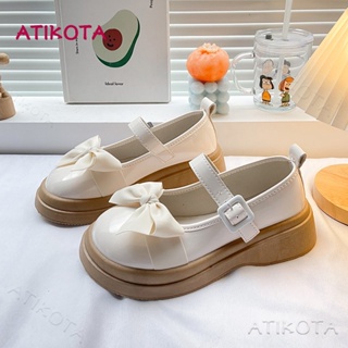 Atikota รองเท้าแมรี่เจน หนังนิ่ม ปากตื้น ประดับโบว์ ขนาดเล็ก สไตล์ญี่ปุ่น แฟชั่นโลลิต้า สําหรับผู้หญิง