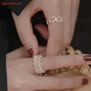 [Ageofdream] แหวนแต่งงาน สีทอง โรแมนติก และเครื่องประดับแฟชั่น สไตล์เกาหลี สําหรับผู้หญิง