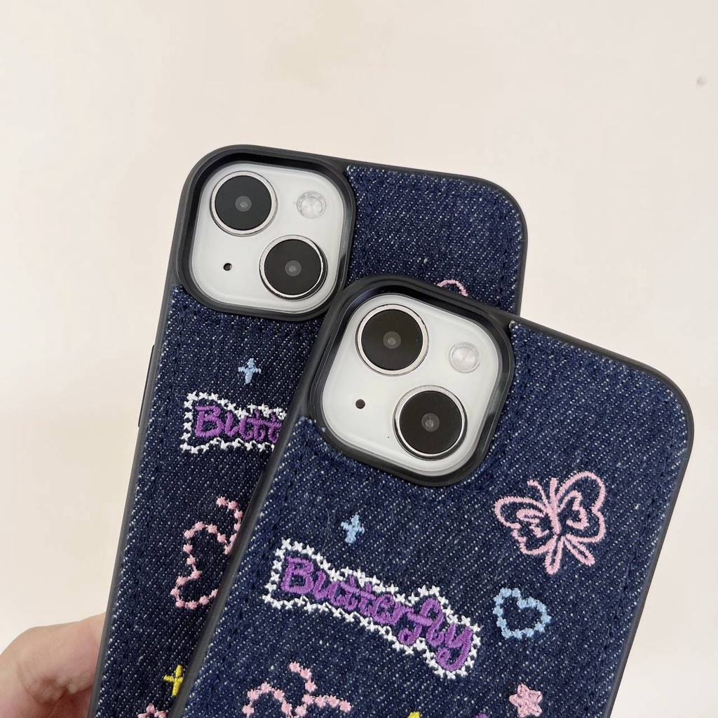 เคสโทรศัพท์มือถือ-tpu-ปักลายผีเสื้อ-สีชมพู-พร้อมสายคล้อง-กันกระแทก-สําหรับ-apple-iphone-15-14-13-12-11-pro-max