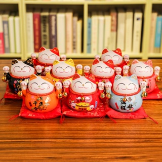Oriental premium# lucky cat small ornaments ceramic creative gifts home decoration Japanese piggy bank living room store opening lucky cat [6/30]