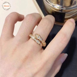 Ahour แหวนงู ทองแดง ประดับพลอยเทียม สไตล์พังก์ สตรีท ของขวัญวันวาเลนไทน์