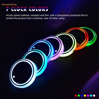 [Domybestshop.th] ที่วางแก้วไฟ LED เปลี่ยนสีได้ 7 สี ชาร์จ USB กันลื่น สําหรับติดภายในรถยนต์