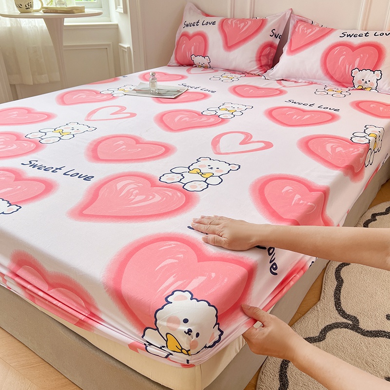 ผ้าปูที่นอน-พิมพ์ลายหมี-สีชมพู-1-ชิ้น-สําหรับนักเรียน-ผ้าปูที่นอน-ปลอกหมอน-ขนาดคิงไซซ์-คิงไซซ์-คิงไซซ์