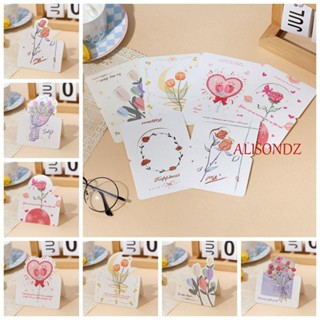 Alisondz 10 ชิ้น การ์ดอวยพร, การ์ดข้อความ Thank You ช่อดอกไม้ ซีรีส์, เขียนด้วยมือ โรแมนติก DIY ตกแต่ง วันวาเลนไทน์เปล่า