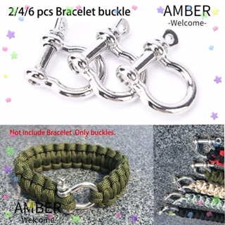 Amber 2/4/6 ชิ้น สร้อยข้อมือพาราคอร์ด สีเงิน สมอ สกรู พิน สเตนเลส เอาตัวรอด เชือกพาราคอร์ด