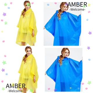 Amber เสื้อกันฝน EVA สีเหลือง แบบพกพา ใช้แล้วทิ้ง สําหรับผู้ใหญ่ จํานวน 4 ชิ้น