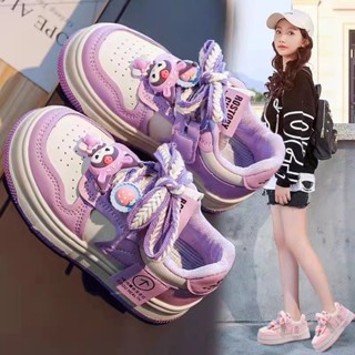 Girls shoes Korean version childrens board shoes 2023 spring and autumn style girls sports shoes leisure soft soles cartoon board shoes for big children