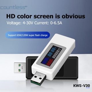 Kws-v30 6 in 1 อะแดปเตอร์ทดสอบแรงดันไฟฟ้าดิจิทัล หน้าจอ IPS DC USB สําหรับกระแสไฟฟ้า แรงดันไฟฟ้า พลังงาน [countless.th]