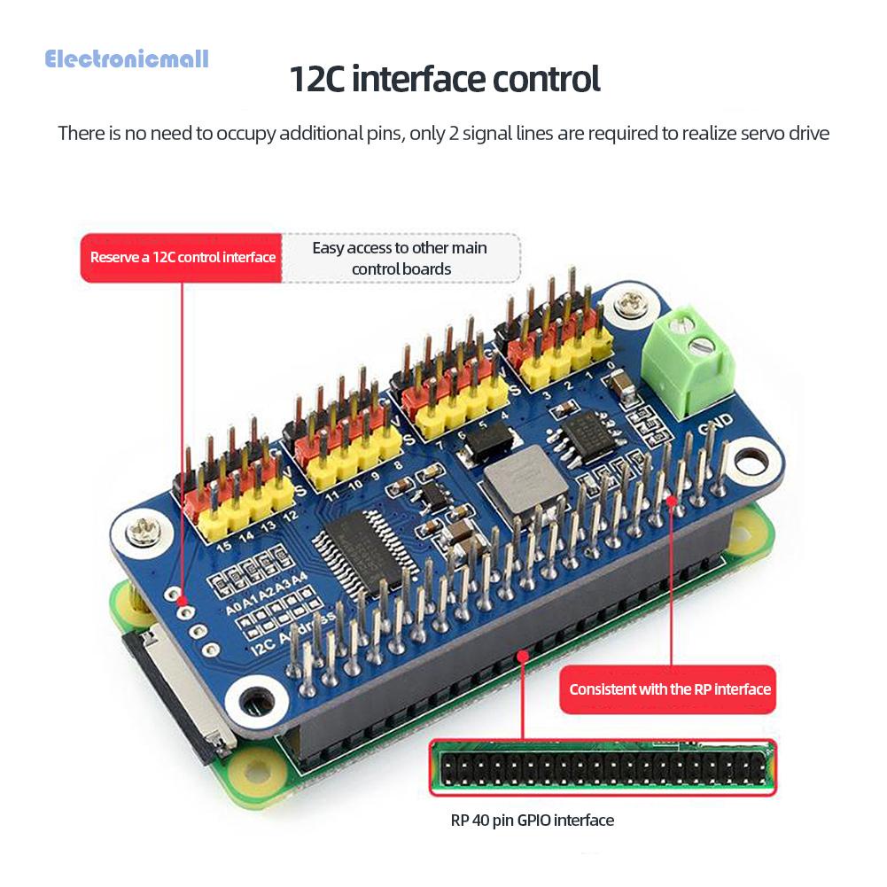 electronicmall01-th-บอร์ดโมดูลเซอร์โวไดร์เวอร์-16-ช่อง-12-bit-pwm-pca9685-i2c-สําหรับ-raspberry-pi-4-servo