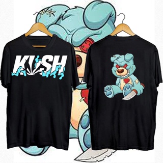 เสื้อยืดคอกลม  evil teddy bear สไตล์ใหม่ ขายร้อน KU*SH Evil Teddy Bear Trend New Design Bully เสื้อยืดแฟชั่นพิมพ์