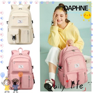 Daphne กระเป๋าเป้สะพายหลัง กระเป๋านักเรียน ขนาดใหญ่ สีพื้น สําหรับผู้หญิง