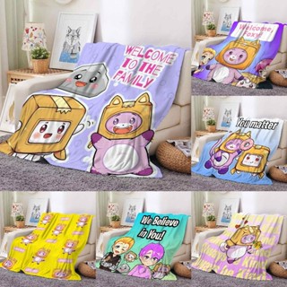 ผ้าห่ม ผ้าสักหลาด แบบนิ่ม พิมพ์ลาย Lankybox Kawaii Boxy Foxy ขนาด 130 ซม. X 150 ซม. สําหรับตั้งแคมป์ เหมาะกับฤดูใบไม้ผลิ และฤดูใบไม้ร่วง