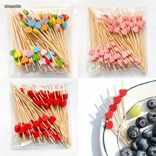 【DREAMLIFE】Versatile Party Supplies 100PCS Heart Beads Sandwich Fruit Toothpick Picks