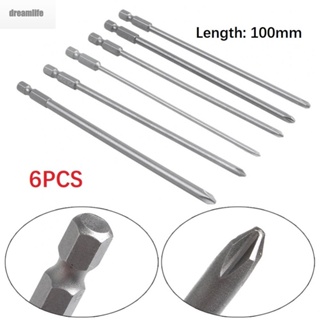 【DREAMLIFE】Screwdriver Bit Hand Tools 100mm Long 6Pcs/Set Cross Head Magnetic Hex