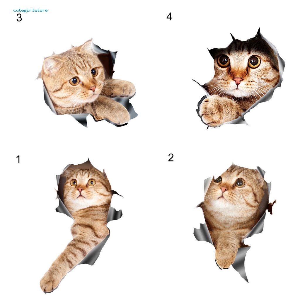 cute-สติกเกอร์-ลายแมว-3d-ทําความสะอาดง่าย-สําหรับติดตกแต่งรถยนต์