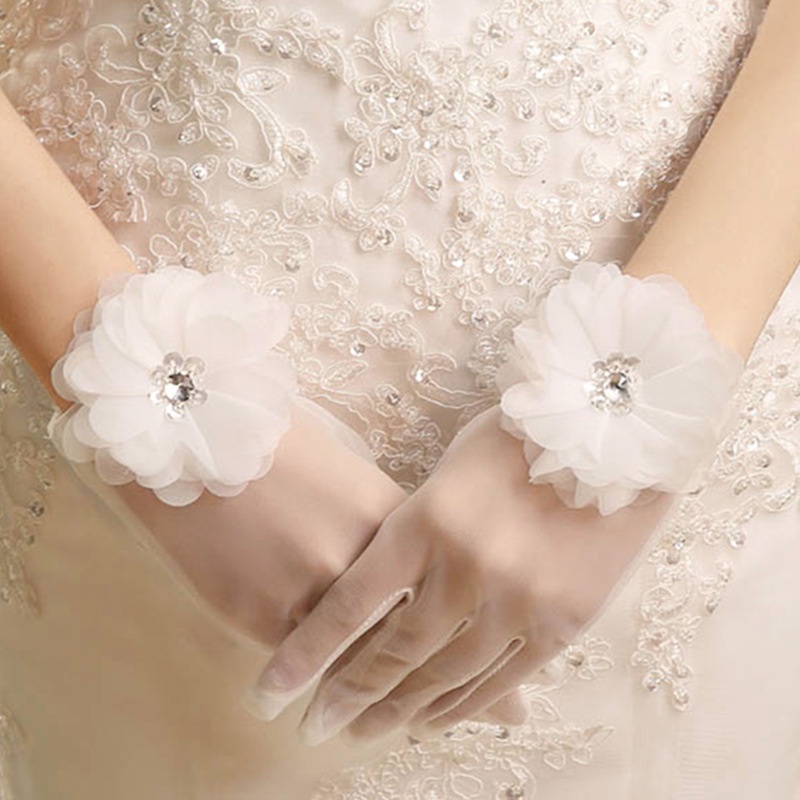 ถุงมือเจ้าสาว-แบบสั้น-สีเบจใส-สําหรับงานเลี้ยงตอนเย็น-งานแต่งงาน