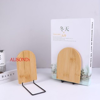 Alisond1 ที่ตั้งหนังสือไม้ธรรมชาติ อเนกประสงค์ สําหรับนักเรียน เครื่องเขียน สํานักงาน โต๊ะ จัดเก็บหนังสือ ตั้งโต๊ะ