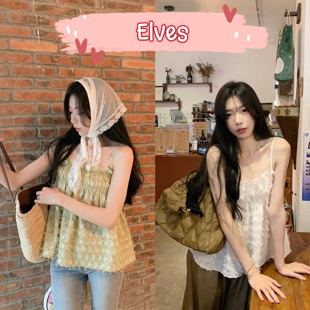 elves-พร้อมส่ง-เสื้อสายเดี่ยวทรงหลวม-ไหมพรม-อกยืดสม๊อคหลัง-เนื้อผ้าฟูๆ-11547-c