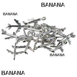 Banana1 จี้เครื่องบินโบราณ ชุบเงิน 22.5x15 มม. 100 ชิ้น