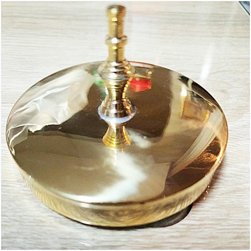 ฝาครอบแก้วทองเหลือง-9-cm-พร้อมจานรองแก้ว-ฝิวเรียบ-ขัดเงา
