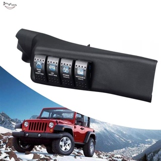 ชุดแผงสวิตช์เสาอากาศ LED 4 ดวง สีฟ้า สําหรับ Jeep Wrangler 11-18 JK