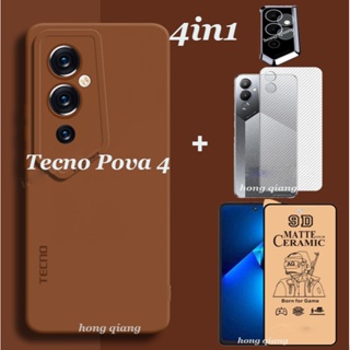 (4in1) เคสโทรศัพท์มือถือแบบนิ่ม กันกระแทก ลายดวงตานางฟ้า พร้อมฟิล์มเซรามิค ฟิล์มกันรอยเลนส์ และฟิล์มด้านหลัง สําหรับ Tecno Pova 4 Tecno Pova 5
