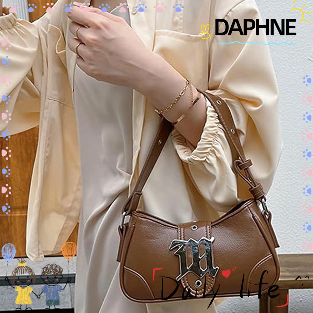 daphne-กระเป๋าถือ-กระเป๋าสะพายไหล่-หนัง-pu-ทรงสี่เหลี่ยม-แต่งสายโซ่คล้อง-สีพื้น-แฟชั่นเรโทร-สําหรับสตรี
