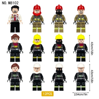 12 ชิ้น / เซต Firemen มินิฟิกเกอร์ ทีมกู้ภัย เมือง คน มินิฟิกเกอร์ บล็อกตัวต่อ อุปกรณ์เสริม เด็ก การศึกษา ชุดประกอบ ของเล่นอนุภาค การจัดส่งที่รวดเร็ว YM